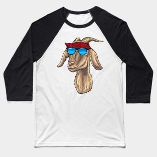 Goat with Sunglasses and Bandana Baseball T-Shirt